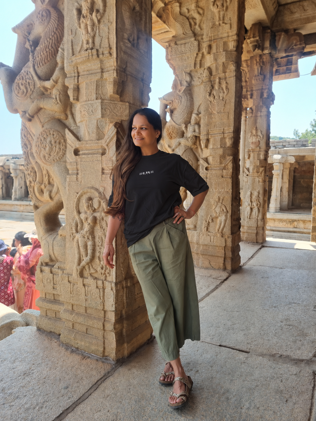 Future Manifested Layered T-shirt in Raven Black, colour preview worn at Hampi, front view
